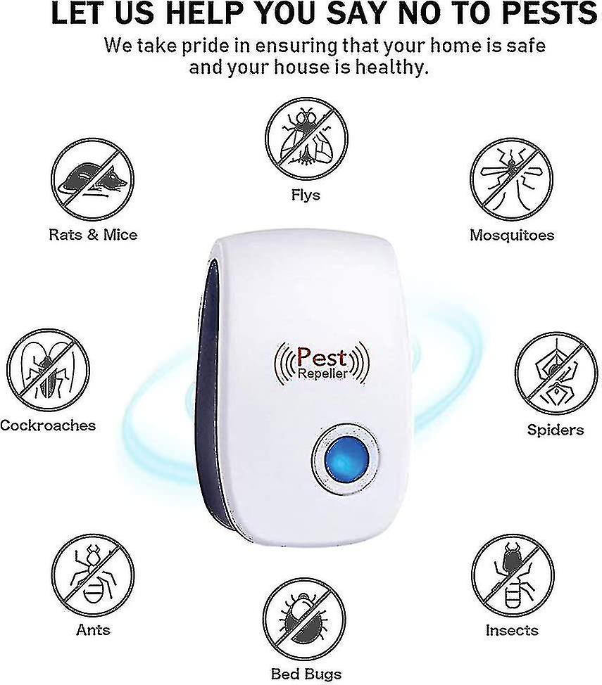 (Y)Ultrasonic Repellent Pack Of 6 - Effective Against Mice, Rats, Flies, Mosquitoes, Pests - Safe And Non-toxic