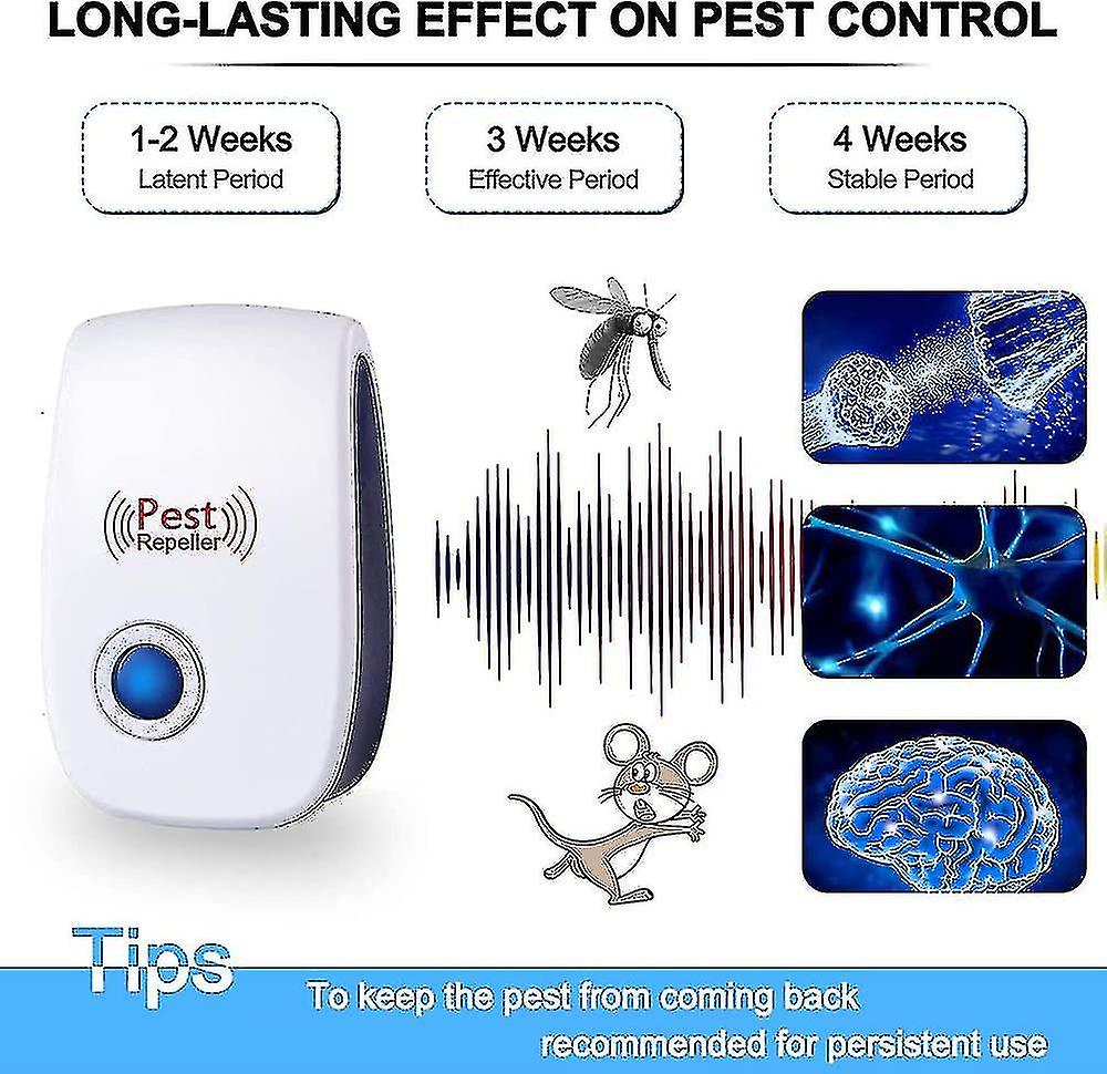 (Y)Ultrasonic Repellent Pack Of 6 - Effective Against Mice, Rats, Flies, Mosquitoes, Pests - Safe And Non-toxic