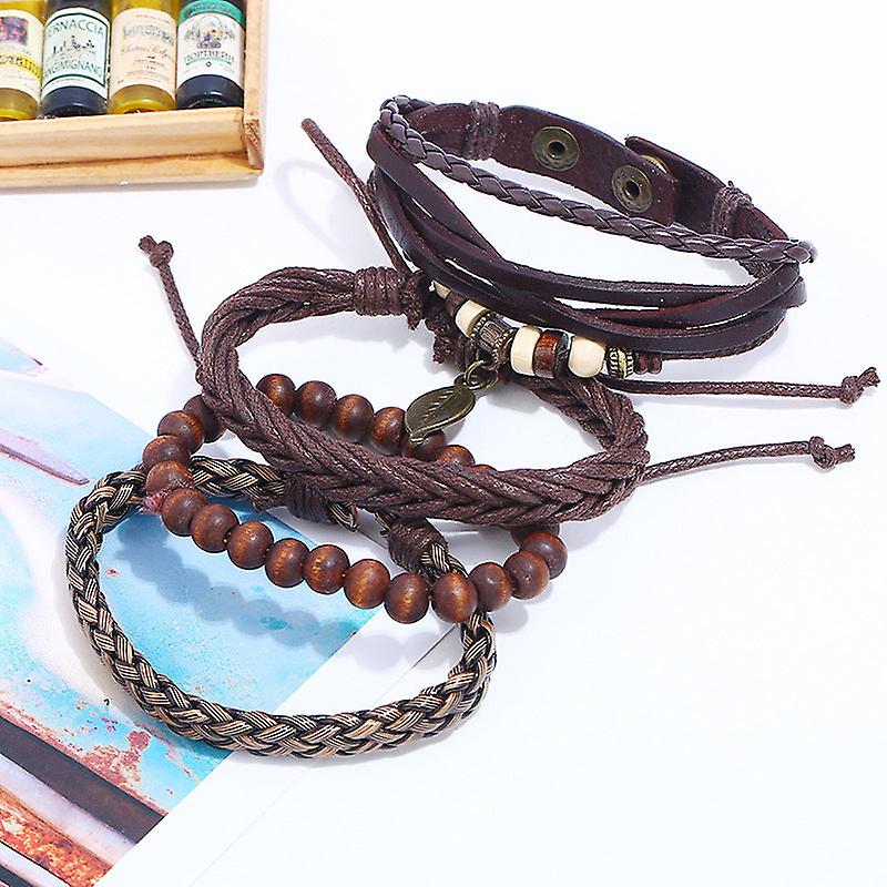 (Y)Simple retro set bracelet braided leather punk bracelet diy men's leather bracelet