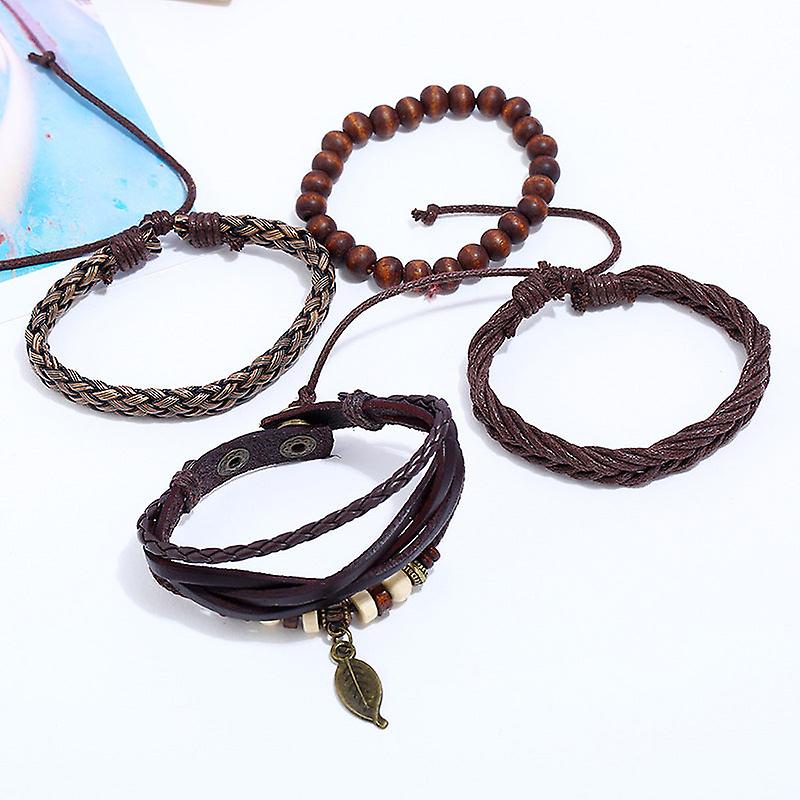 (Y)Simple retro set bracelet braided leather punk bracelet diy men's leather bracelet