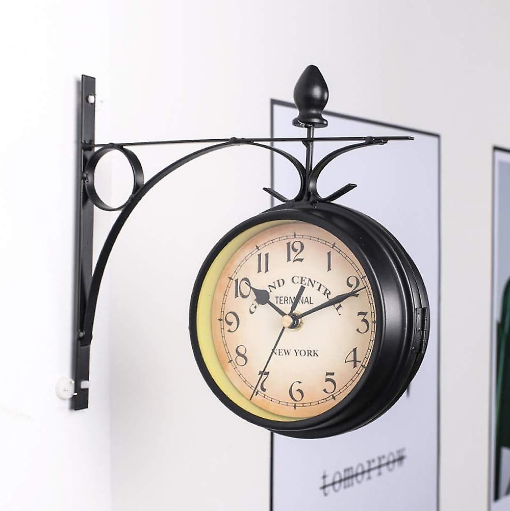 (Y)2024 New Double-sided wall clock, station clock with waterproof cover, vintage antique look, wall mounting