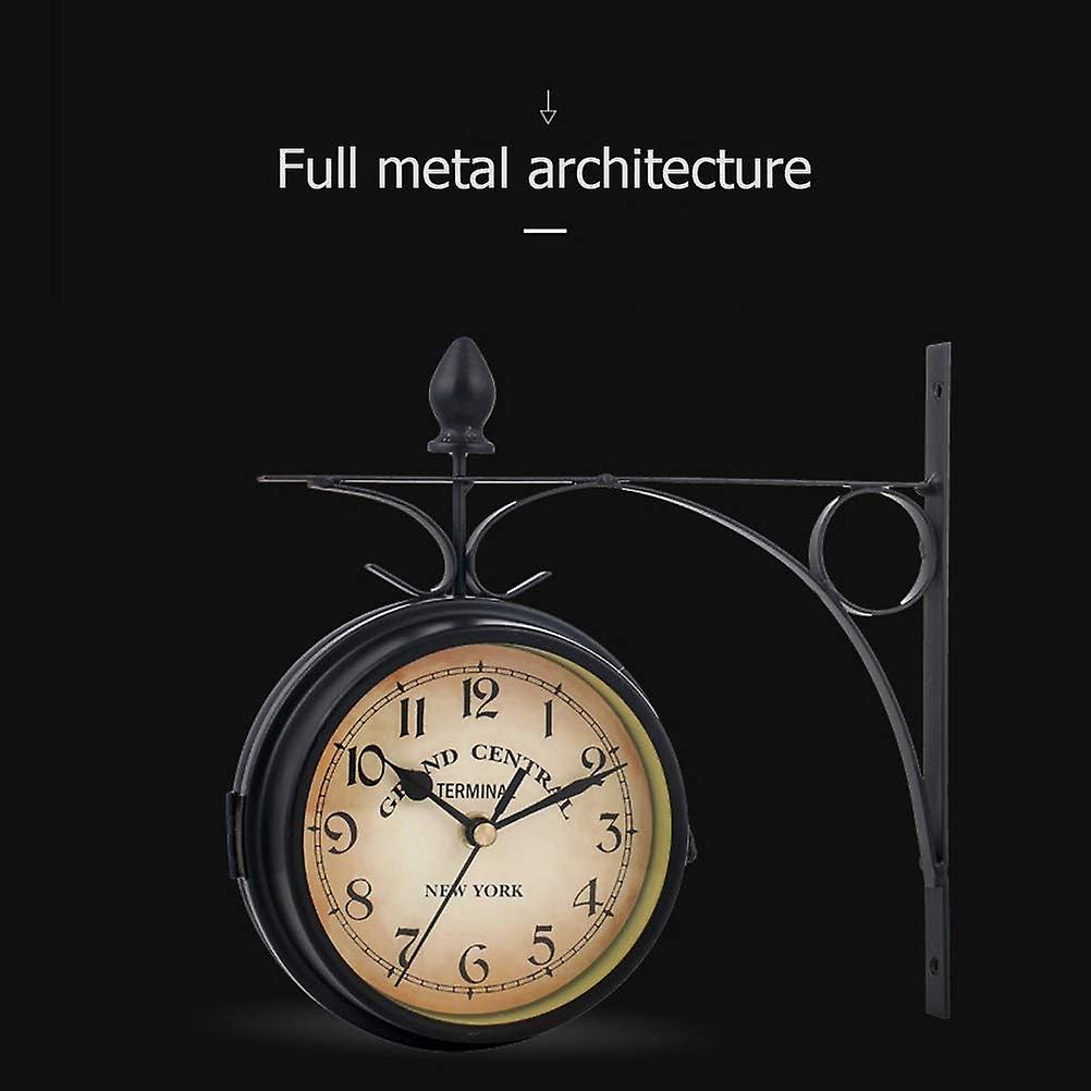 (Y)2024 New Double-sided wall clock, station clock with waterproof cover, vintage antique look, wall mounting