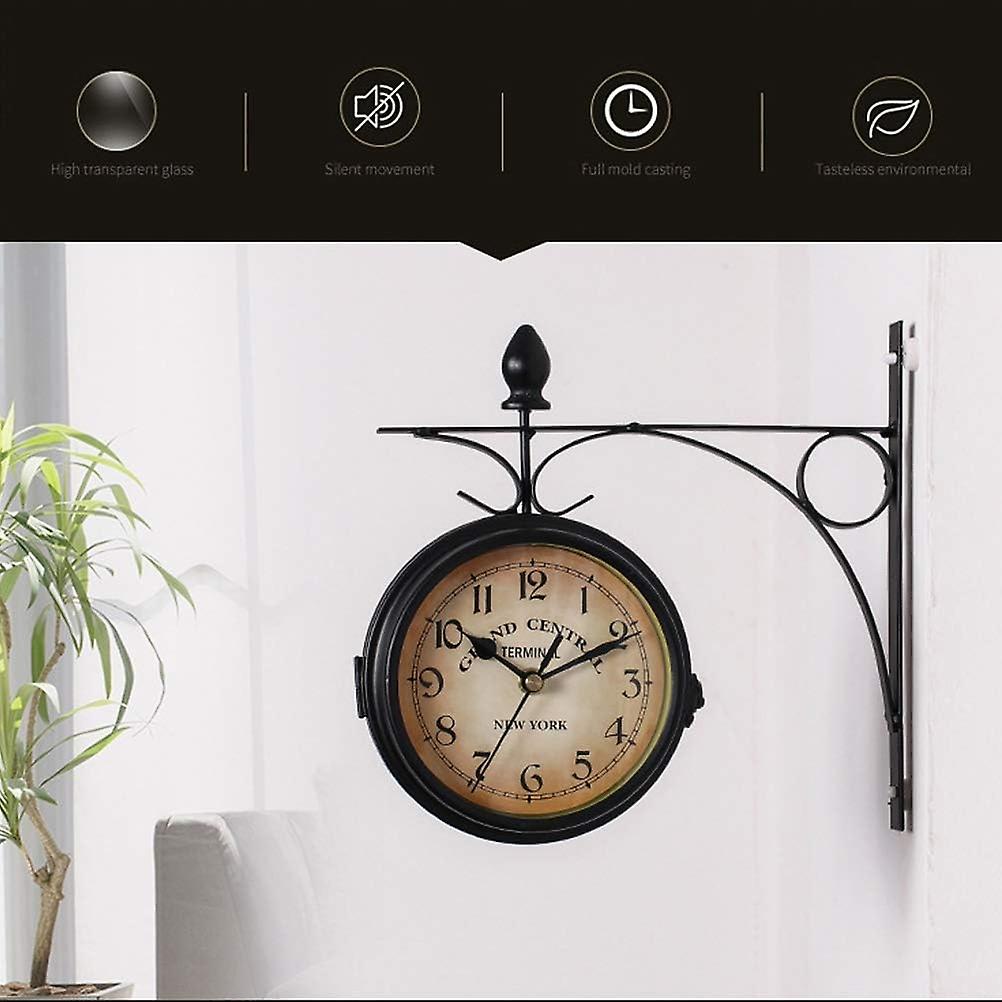 (Y)2024 New Double-sided wall clock, station clock with waterproof cover, vintage antique look, wall mounting