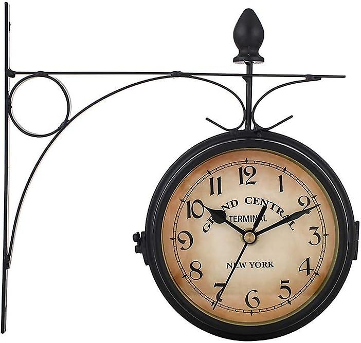 (Y)2024 New Double-sided wall clock, station clock with waterproof cover, vintage antique look, wall mounting