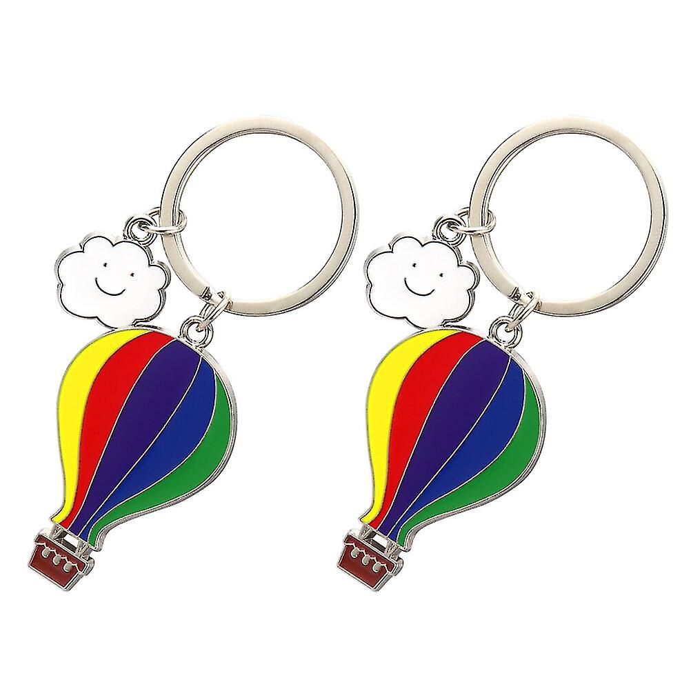 (Y)4pcs Hot Air Balloon Keychain Creative Key Fob Pendant Keychain For Women Men