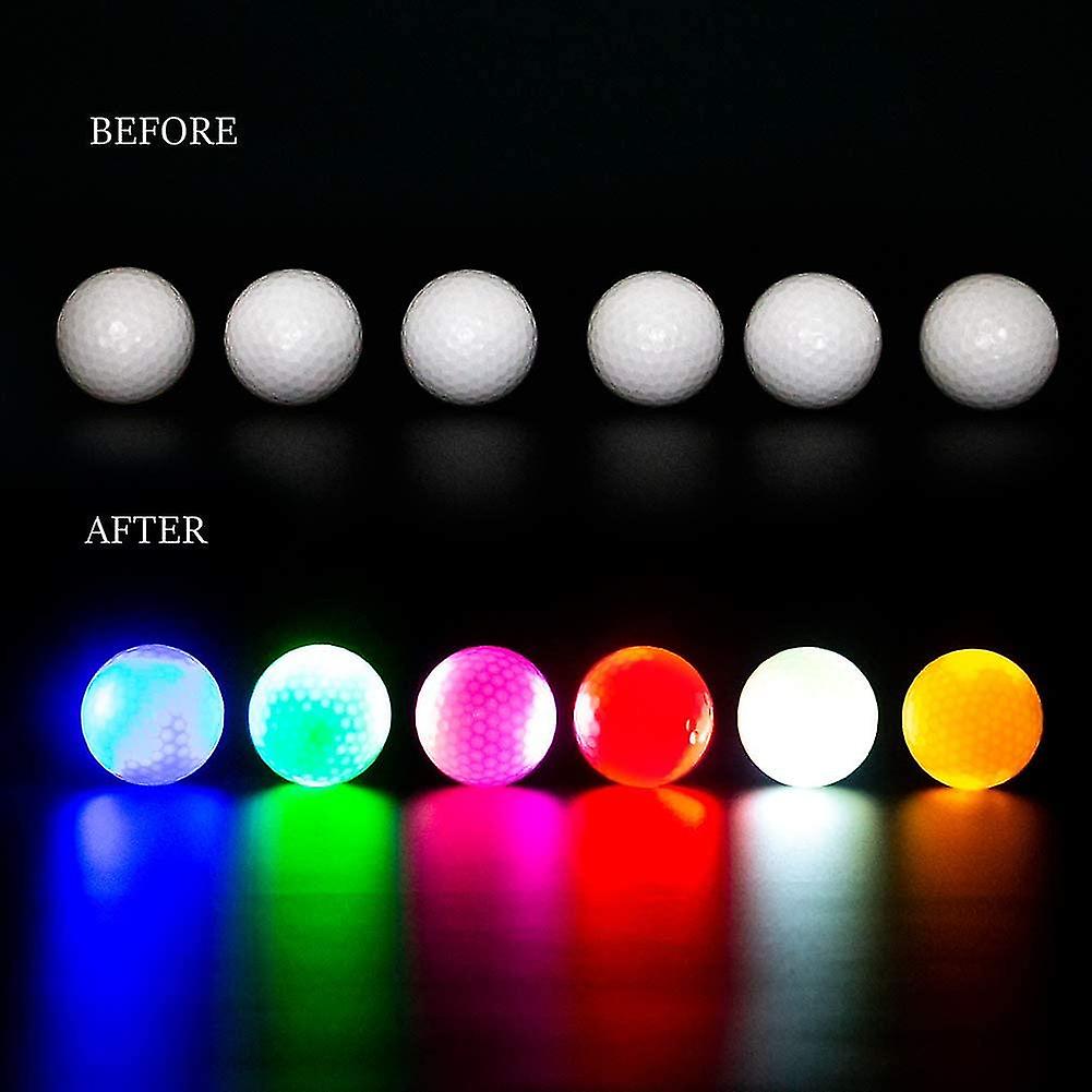 (Y)Colors shipped randomly 6 Pcs Led Glow Golf Balls, Flashing Glowing Golf Ball, Night Glow