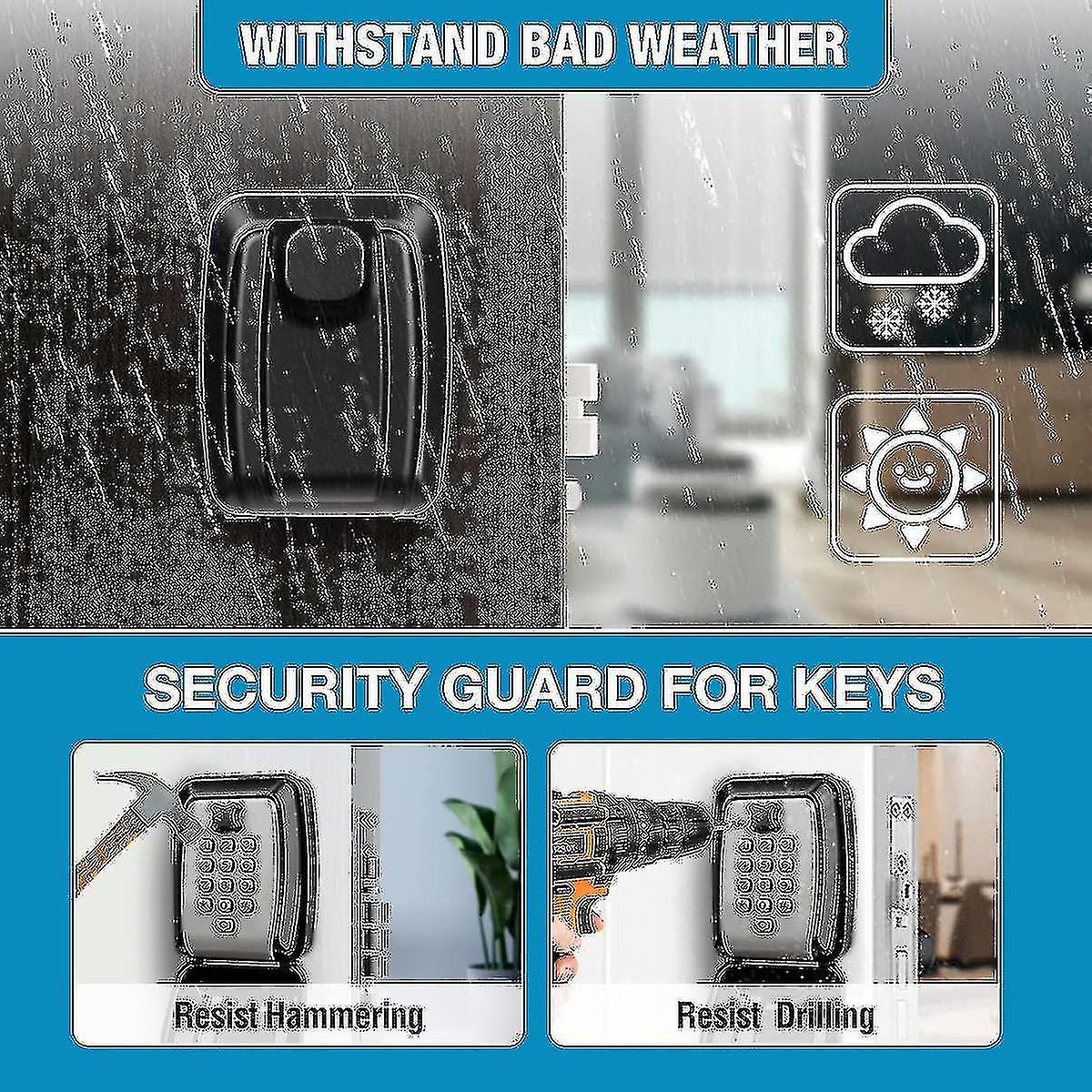 (Y)Waterproof Key Safe Box Wall-mounted Key Box Outdoor Key Box Safe Key Box Wall-mounted Key Safe Box