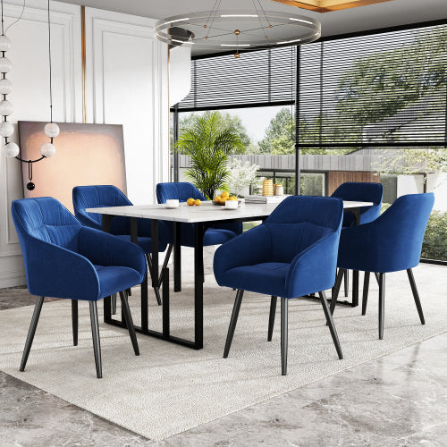 (p)Blue Velvet Upholstered Dining Chairs with Metal Legs - Stylish and Comfortable