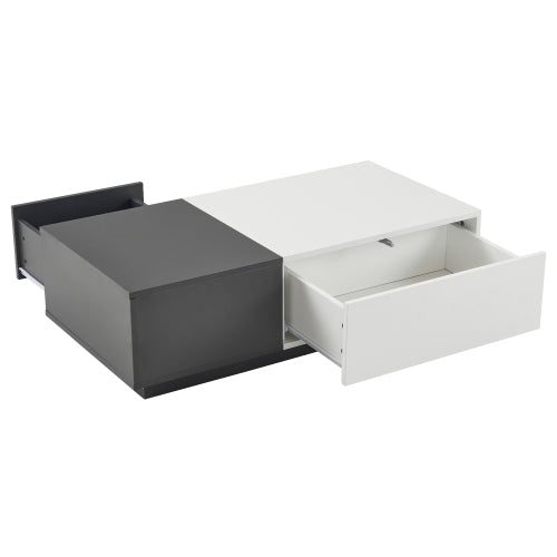 Modern Rectangular Coffee Table-Grey-White with 2 Drawers, 45 kg Load, Perfect for Living Room