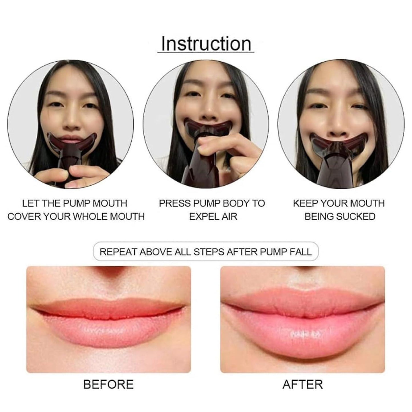 (Y)Lip Augmenter for Women, Lip Plumper Device Manual Lip Plumping Tool Self-Suction Natural Fuller Lips, Lip Plumping Devices