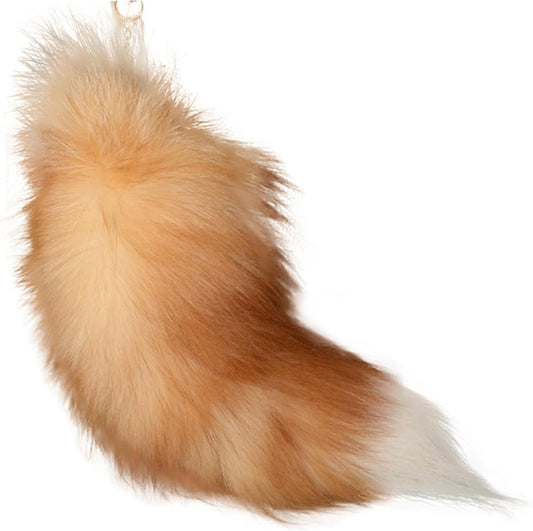 (Y)Fake Fox Tail, 40 cm Animal Tail, Fluffy Fake Fur Tail, Realistic Fox Tail, Keychain, Wallet Decoration Fox Tail, Role Play, golden