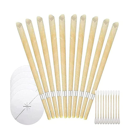 (Y)40 Pcs Handcrafted Ear Wax Removal Kit, Made With 100% Beeswax Coated Paper 2024-New