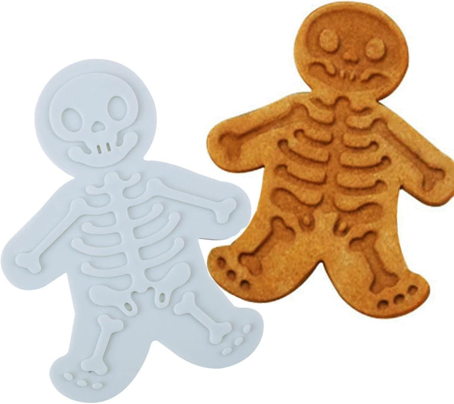 (Y)4-Pack Halloween Skull Seal Cookie Sharpener Cartoon Gingerbread Man Cookie Mold DIY Baking Tool Model