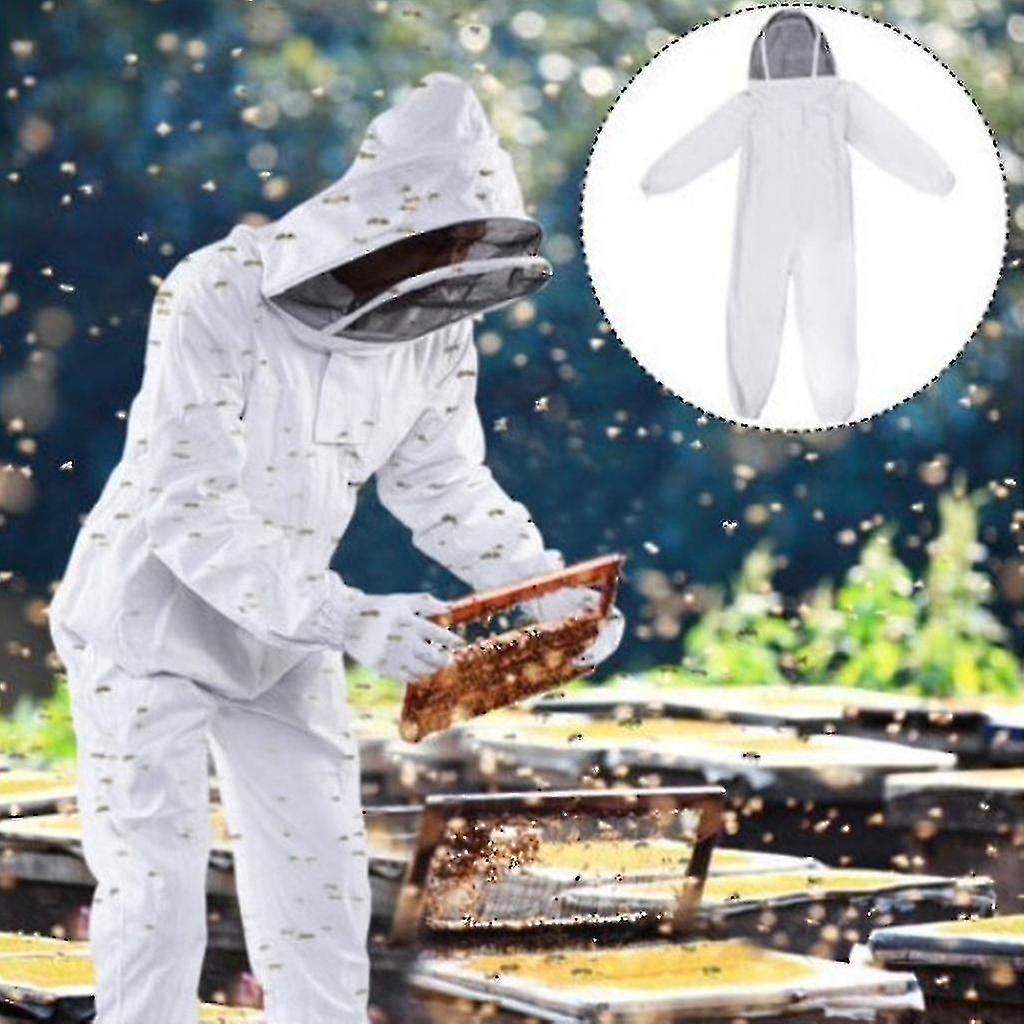 (Y)Professional Beekeeper Suit Bee Keeping All Body Hooded Beekeeping Coat New