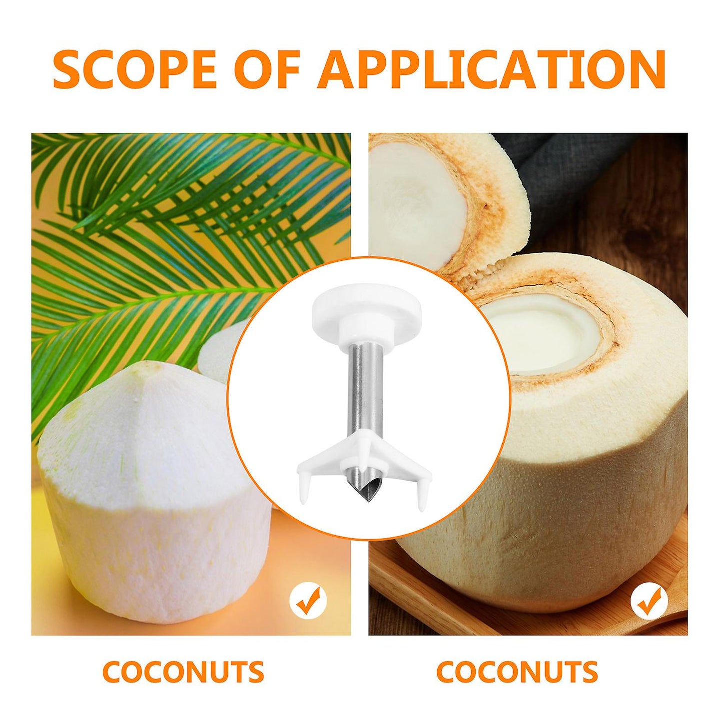 (Y)4Pcs Coconut Opener Tool Plastic Coconuts Hole Opener Coconuts Open Tool Coconuts Opener Coconuts Open Supplies