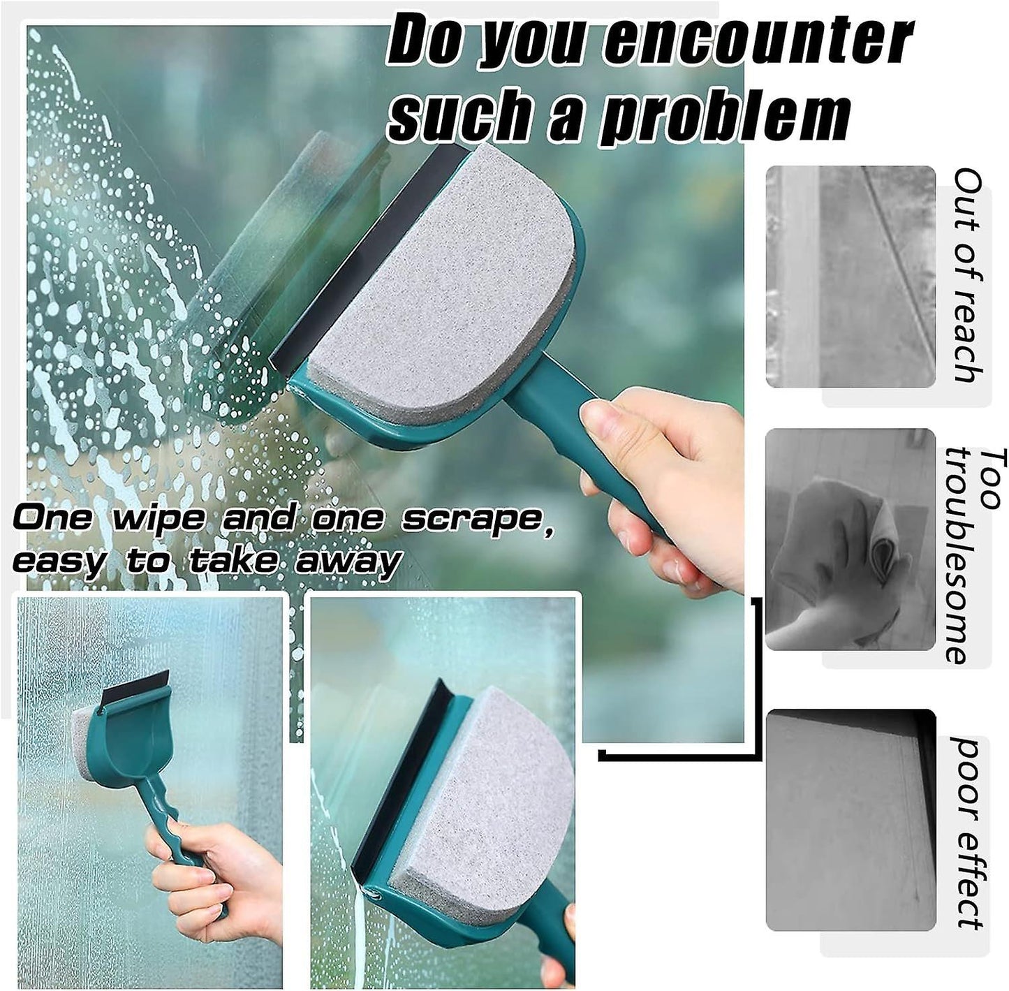 (Y)2 Pieces Window Squeegee, Professional Window Cleaning, 2 in 1 Window Cleaning, Bathroom Squeegee