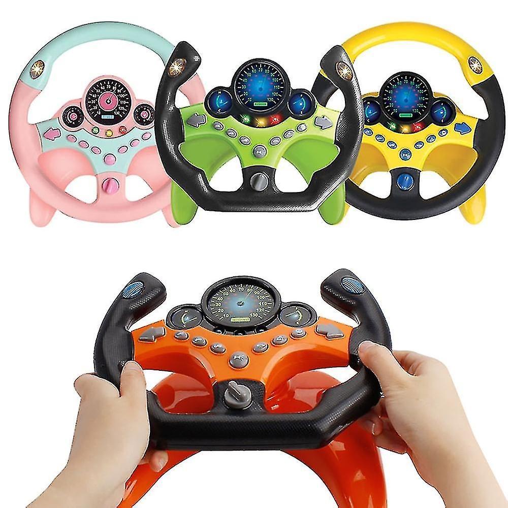 (Y)2024 New Electric Simulation Steering Wheel Toy With Light Sound Educational Children Car Toy Gift(Pink)