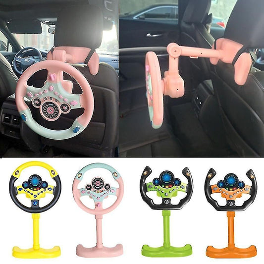 (Y)2024 New Electric Simulation Steering Wheel Toy With Light Sound Educational Children Car Toy Gift(Pink)