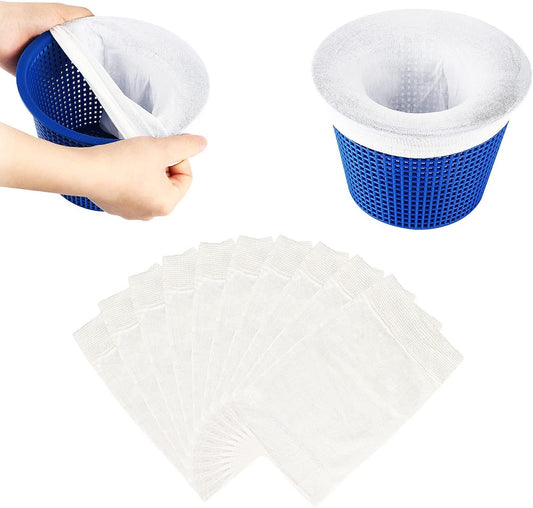 (Y)10 Pieces Pool Skimmer Socks White, Durable Stretch Nylon Fabric Pool Skimmer Filter for Pool Basket, Pool Skimmer Sock Net for Pool Rei