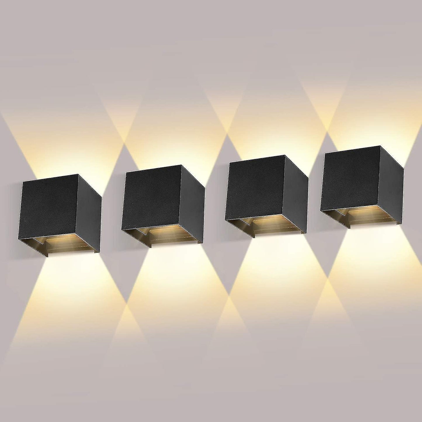 (Y)4 Pack 12w Wall Lights With Adjustable Beam Angle 3000k Warm White Ip65 Waterproof Black Wall Lights