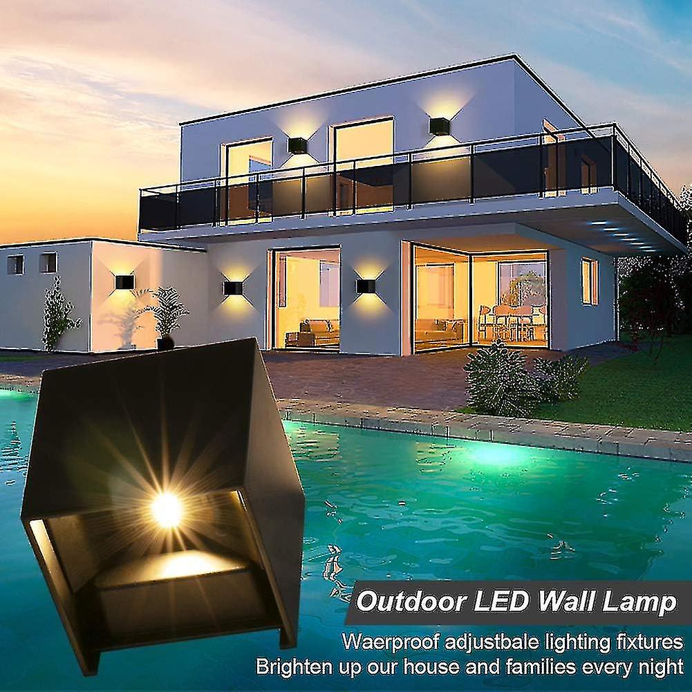 (Y)4 Pack 12w Wall Lights With Adjustable Beam Angle 3000k Warm White Ip65 Waterproof Black Wall Lights