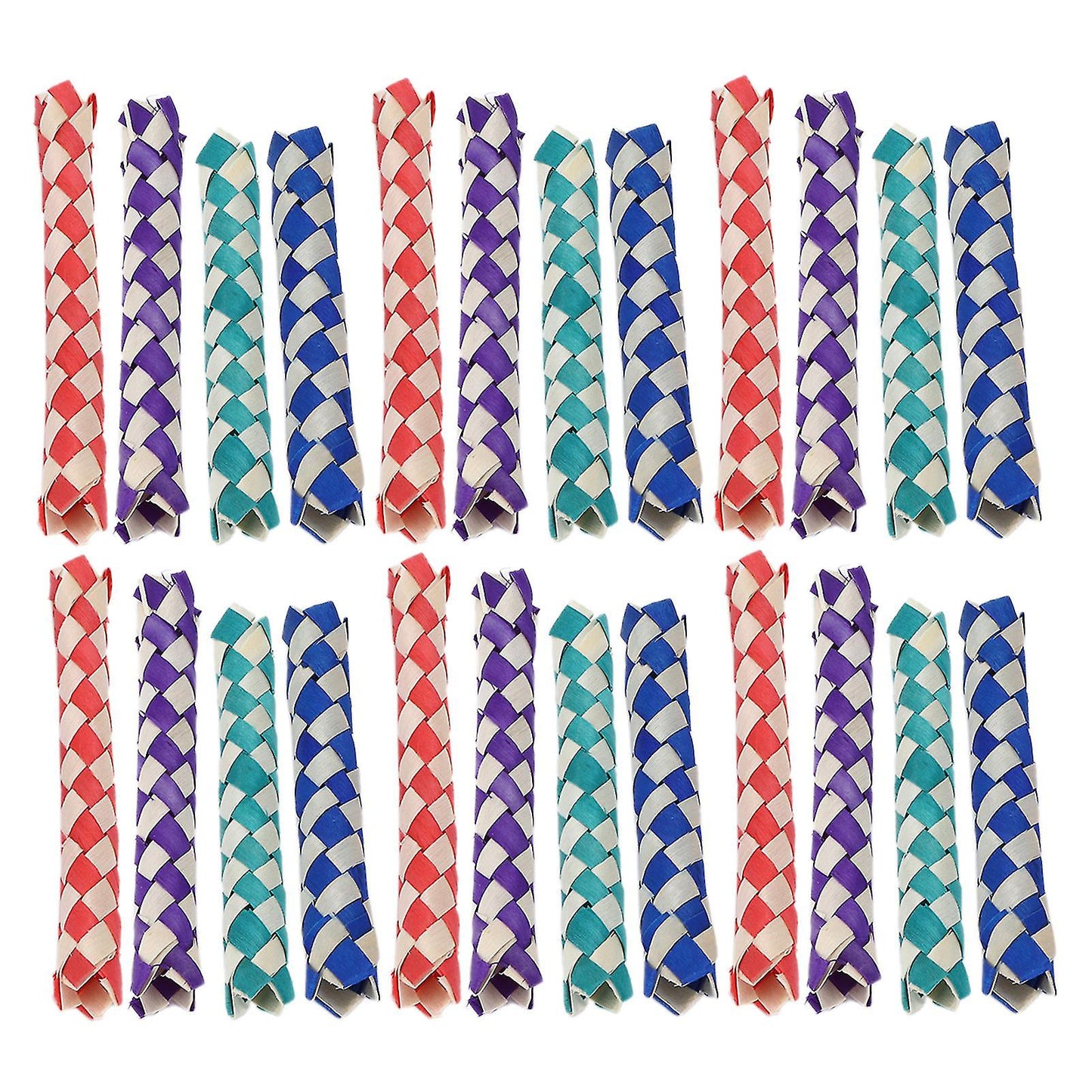 (Y)24pcs DIY Chinese Bamboo Finger Traps Toy compatible with Kids Parties - Birds Parrots Chew Toy