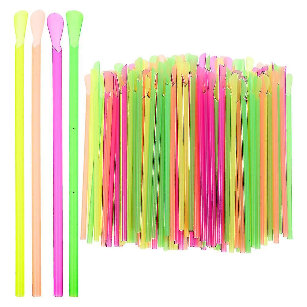 (Y)400pcs Spoon Straws Slushie Straws Spoon Scoop Straws Disposable Beverage Straws For Ice Cones