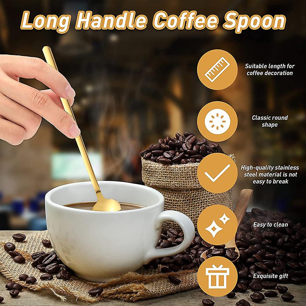 (Y)Coarse Teaspoons Mixing Spoons Long Handle Teaspoons Ice Cream Teaspoons Long Mixing Spoons