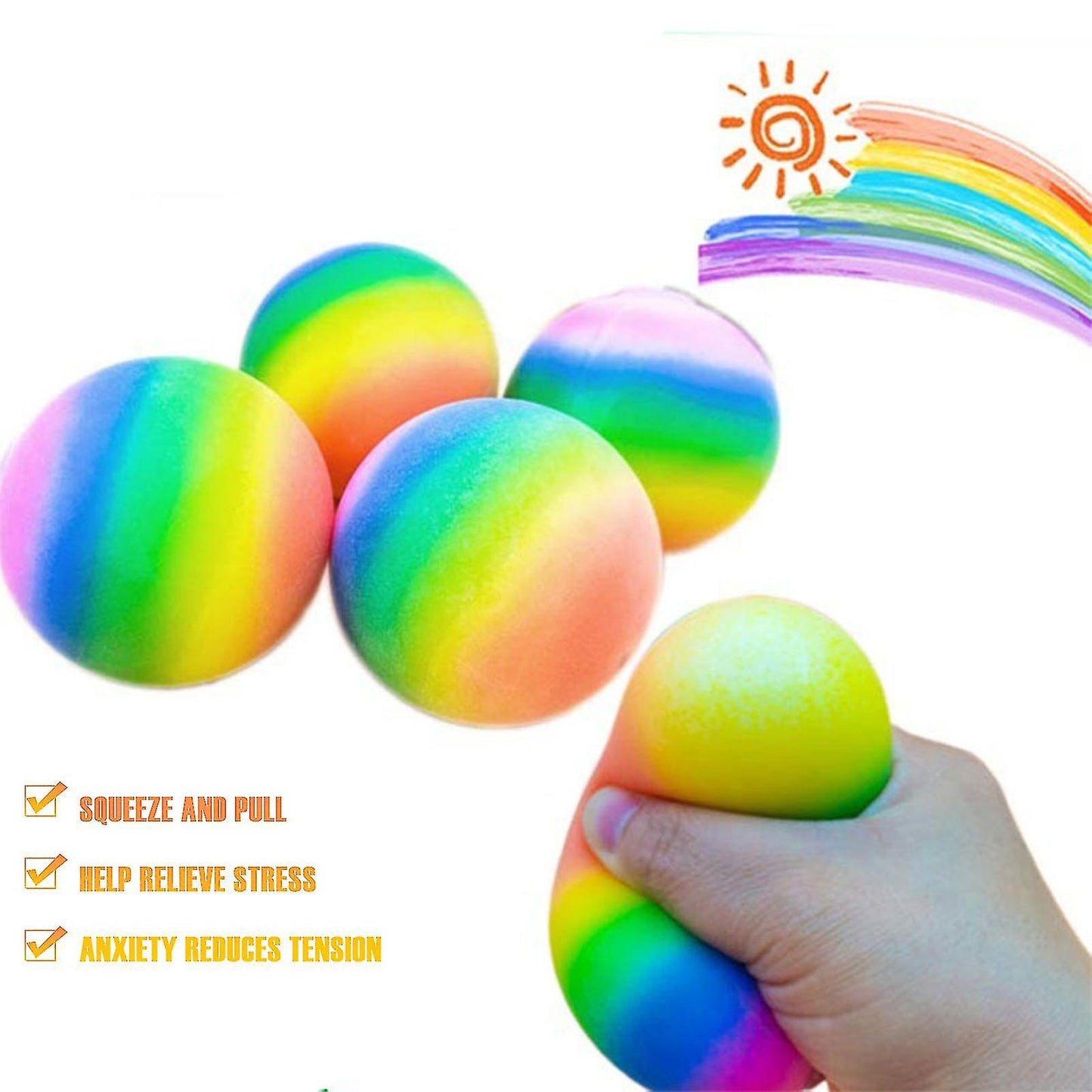 (Y)Slow Rebound Ball Squeeze Fidget Decompression Sensory Finger Stress Vent Toy H