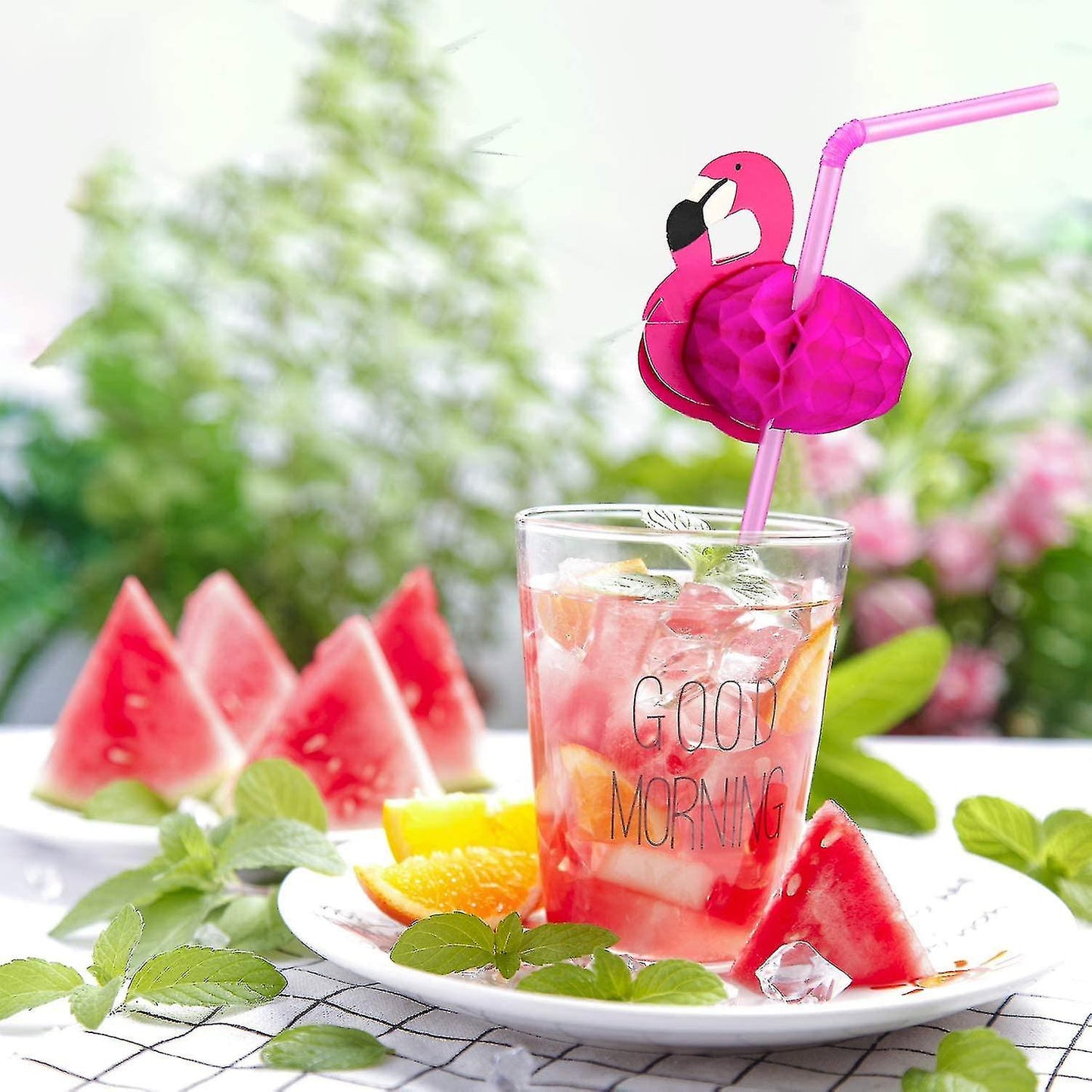 (Y)50pcs Flamingo Straws Flexible Cocktail Straws Flamingo Straws Decoration