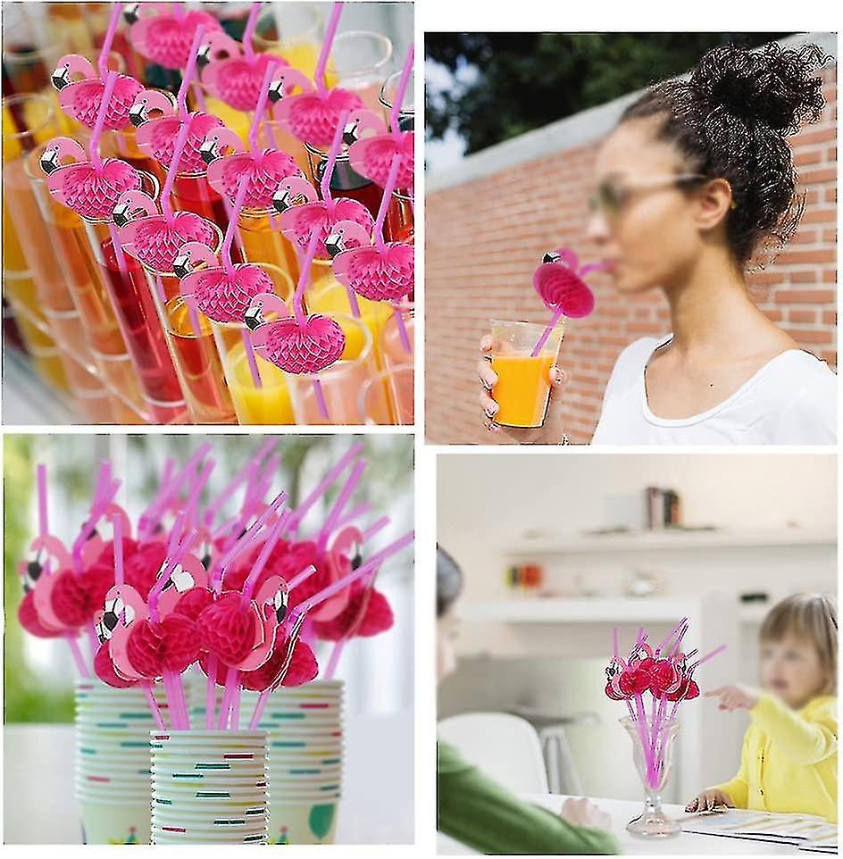 (Y)50pcs Flamingo Straws Flexible Cocktail Straws Flamingo Straws Decoration