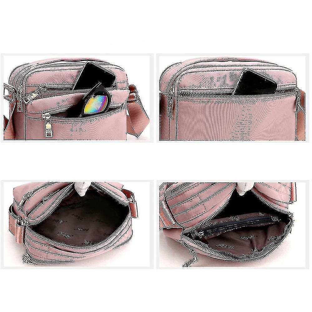 (Y)Multifunction Handbag Multi-compartment Crossbody Bag with Zipper Water Proof Shoulder Purse Travel Daypack Bag for