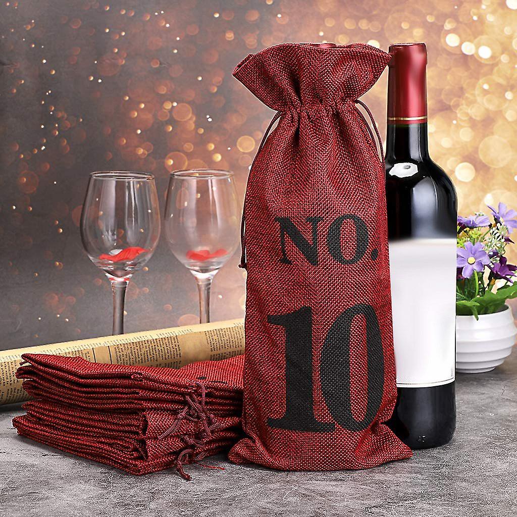 (Y)1 to 10 Burlap Wine Bags Blind Wine Tasting,Wine Bags Wedding Table Numbers,Wine Tasting Bags,Party