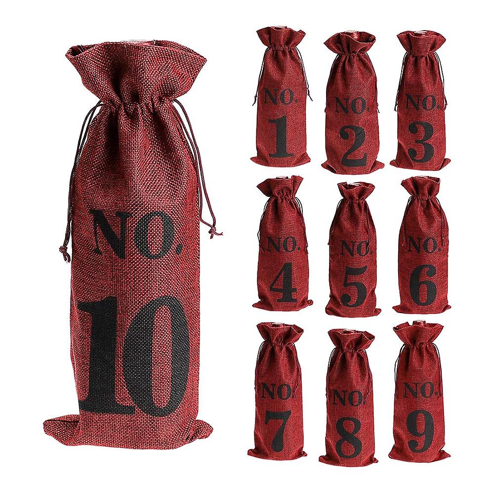 (Y)1 to 10 Burlap Wine Bags Blind Wine Tasting,Wine Bags Wedding Table Numbers,Wine Tasting Bags,Party