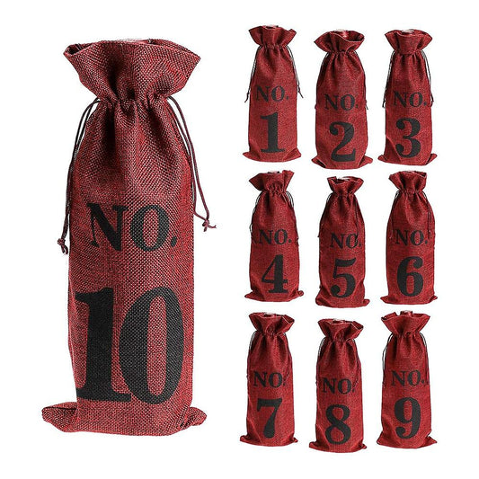 (Y)1 to 10 Burlap Wine Bags Blind Wine Tasting,Wine Bags Wedding Table Numbers,Wine Tasting Bags,Party