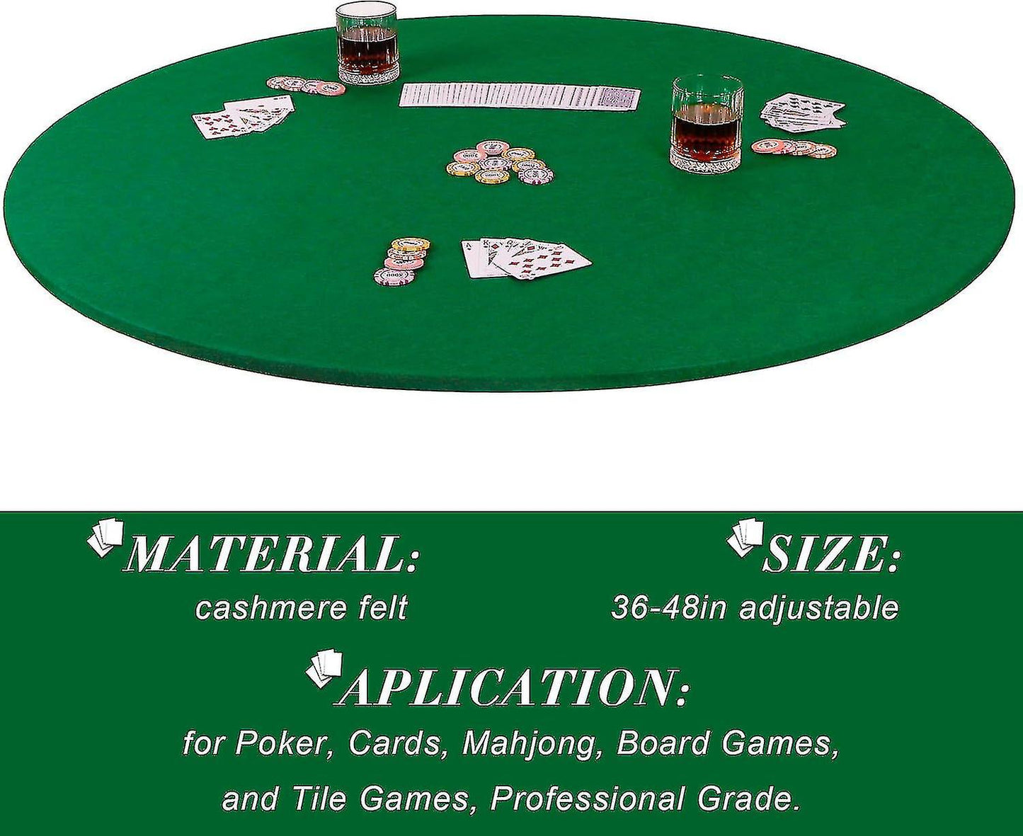 (Y)Poker Bridge Card Table Cloth Elastic Cloth for 36 to 48 Inch Table Game Accessories