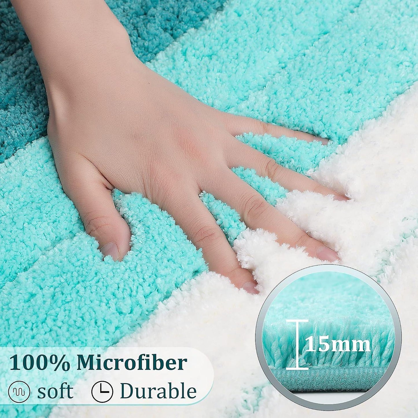 (Y)50 x 80cm Bath Mat Non Slip, Turquoise Bath Mats for Bathroom Floor and Tub, Extra Soft & Water Absorbent Bathroom Mat