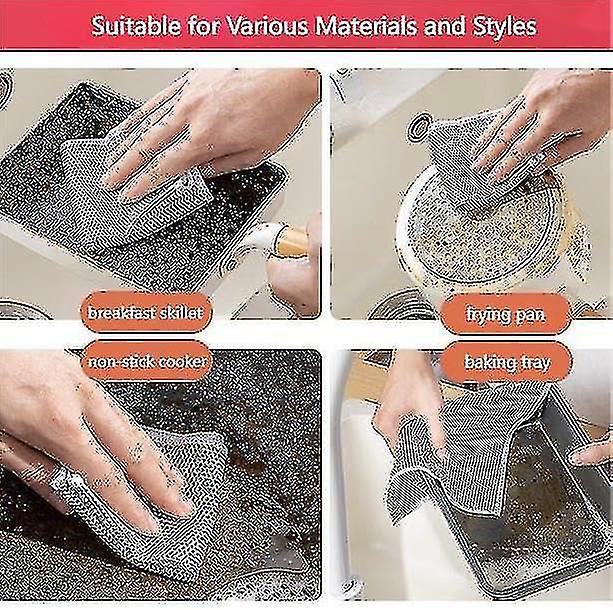 (Y)Multi purpose metal wire dishwashing cloth, dry and wet dual-use scratch resistant metal wire dishwashing cloth, reusable dishwashing brush