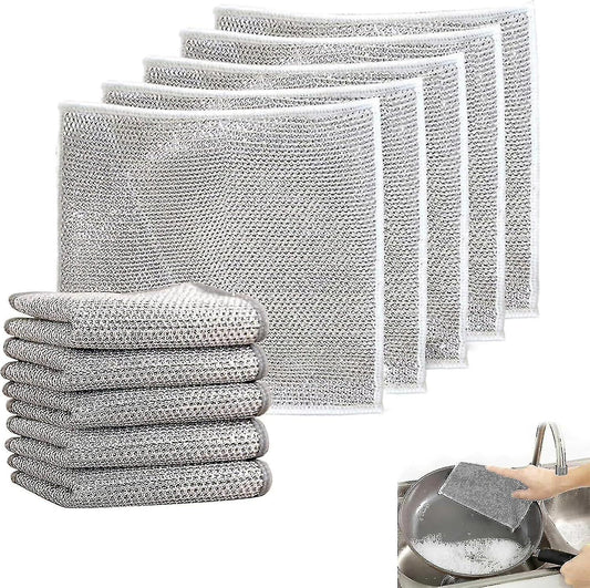 (Y)Multi purpose metal wire dishwashing cloth, dry and wet dual-use scratch resistant metal wire dishwashing cloth, reusable dishwashing brush