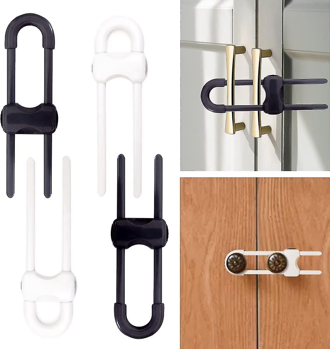 (Y)4 Pieces Child Safety Cabinet Locks - Child Lock for Cabinet - Child Lock - Suitable for Cabinets and Drawers (Black White)