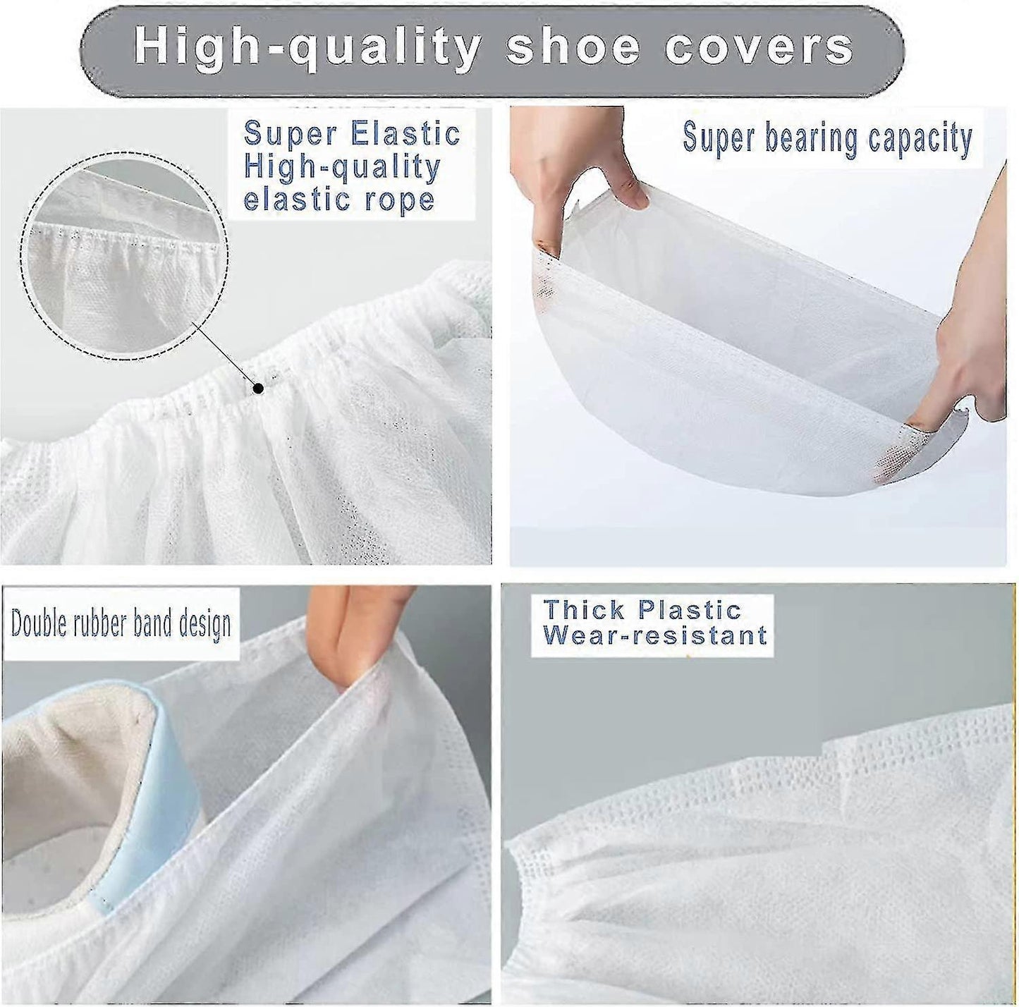 (Y)100 Pack (50 Pair) Disposable Shoe Cover, White Resistant Boot Covers Non Slip Shoe Booties For Indoors