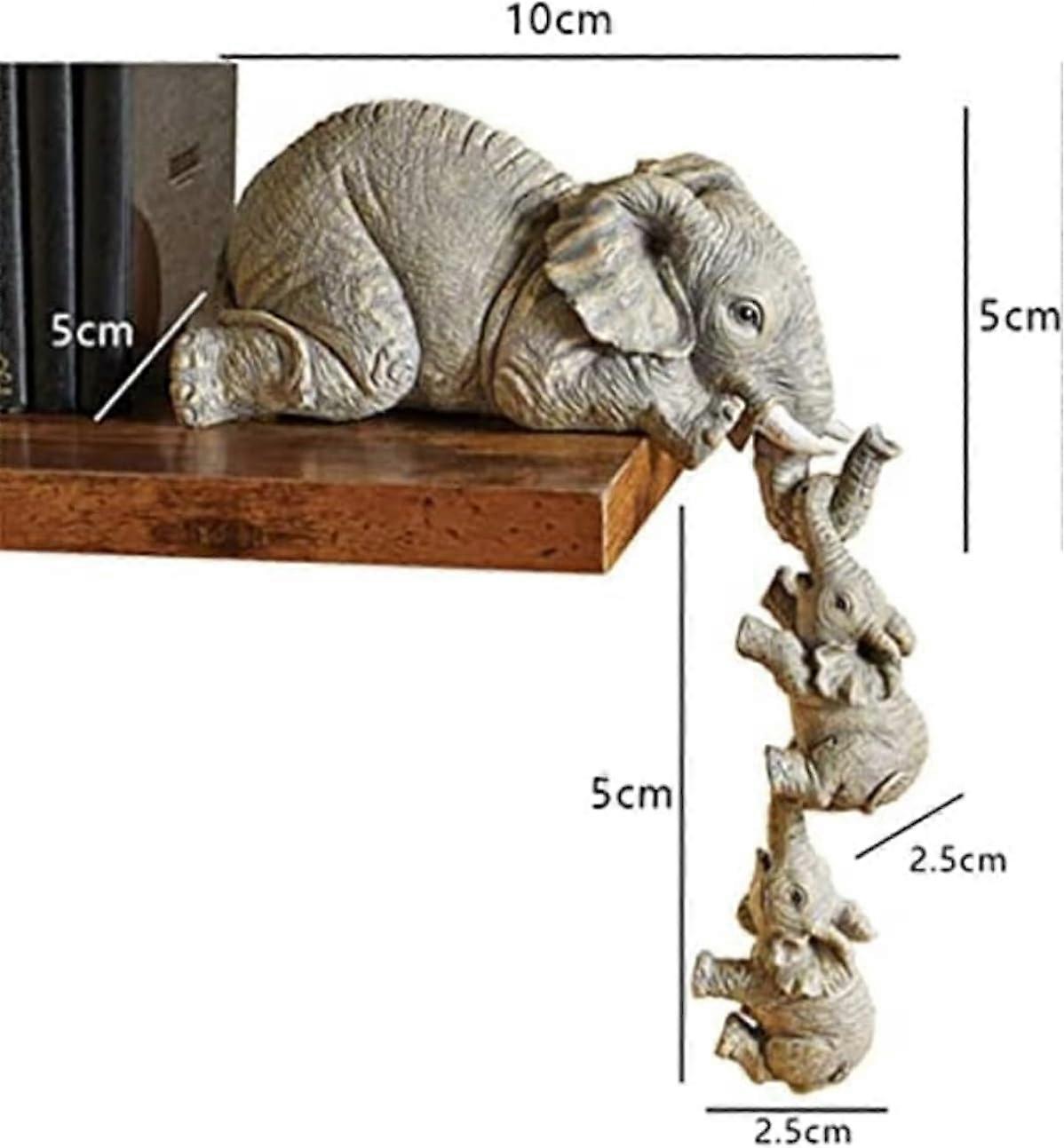 (Y)Collectible Elephant Shelf Sitter 3Pcs Set, Mother Elephant Hanging Baby Elephants on the Edge, Mantelpiece Decoration,