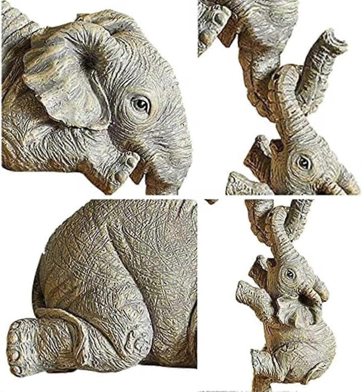 (Y)Collectible Elephant Shelf Sitter 3Pcs Set, Mother Elephant Hanging Baby Elephants on the Edge, Mantelpiece Decoration,