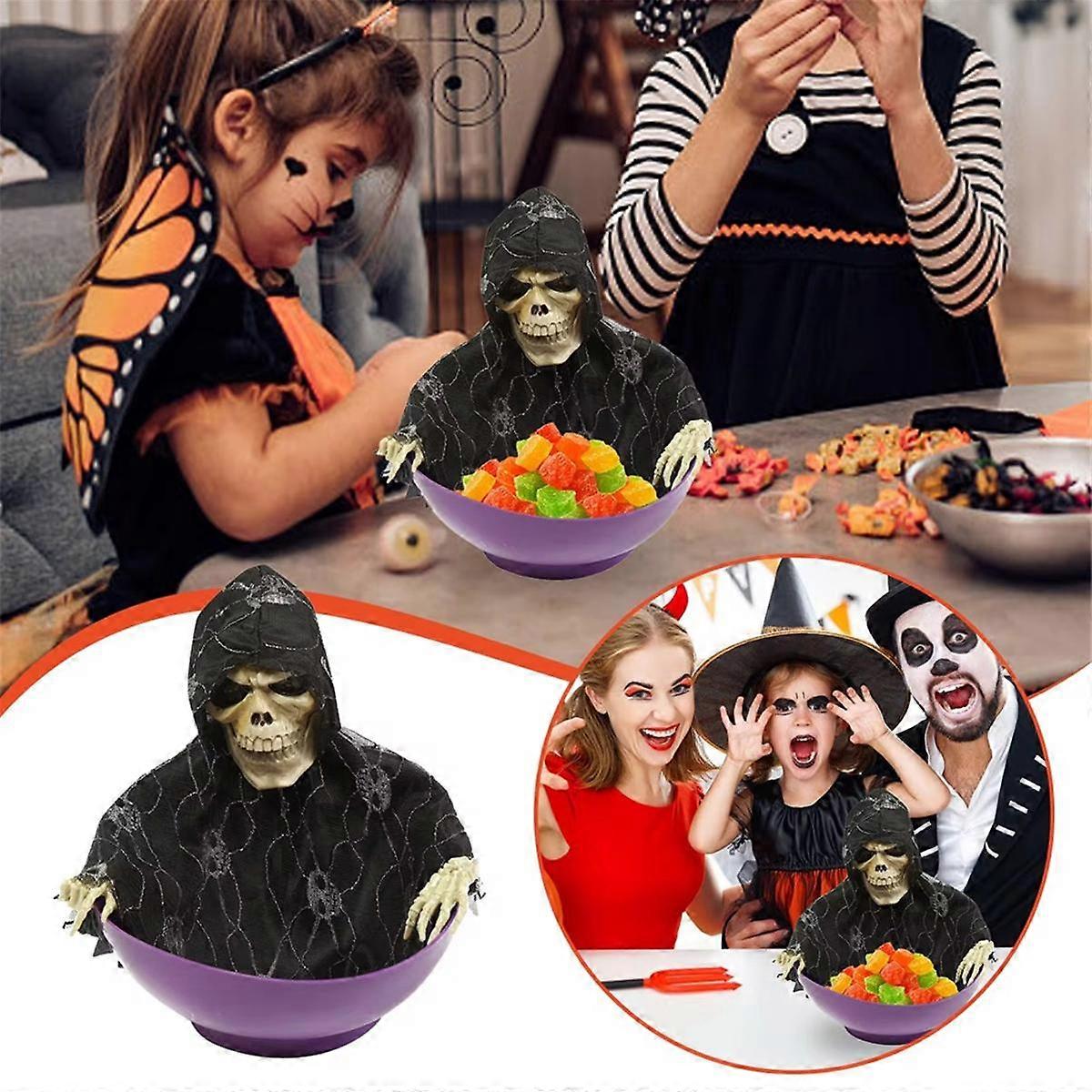 (Y)Halloween Candy Bowl Candy Dish with Motion Halloween Candy Bowl Ghost Fruit Bowls with Light Up Ey