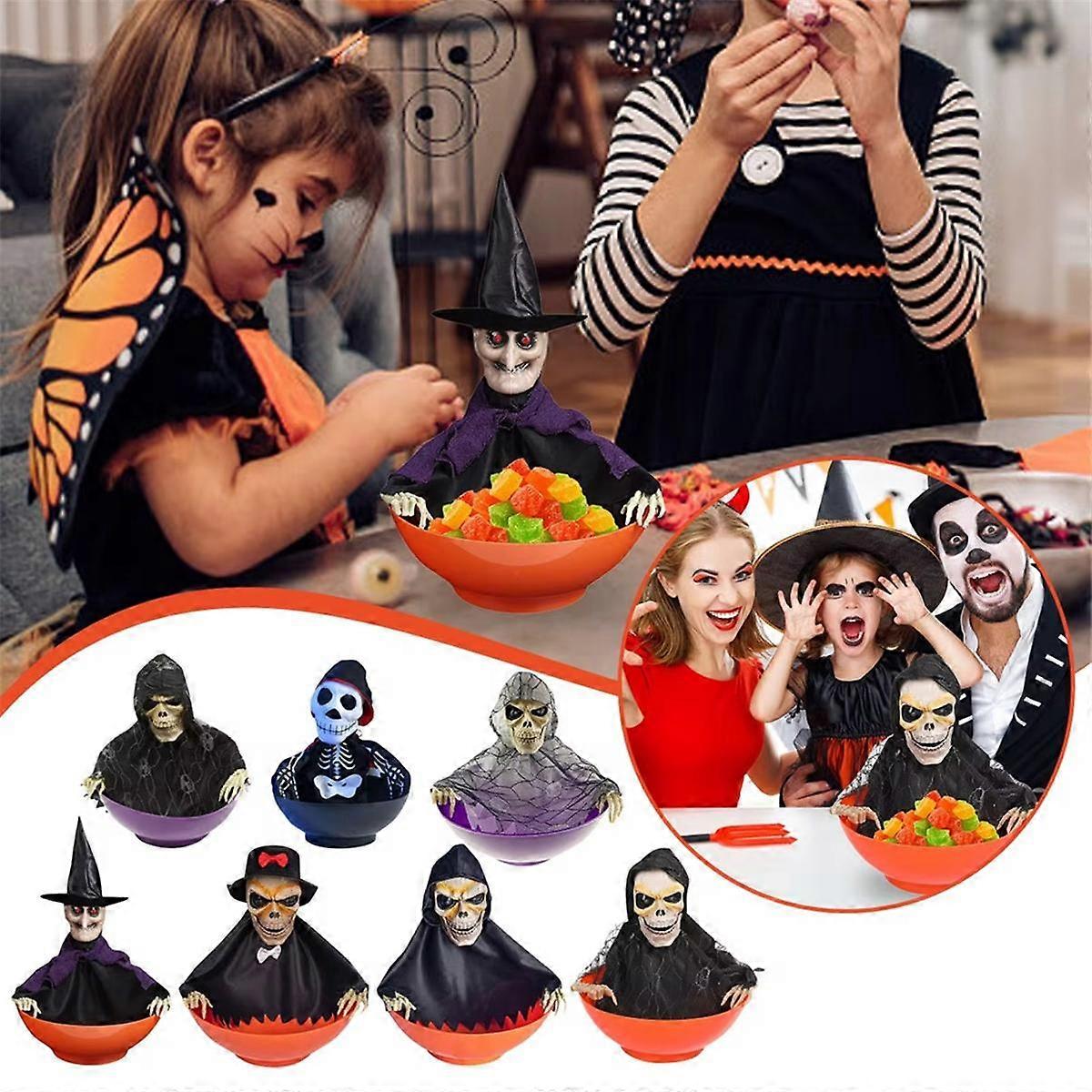 (Y)Halloween Candy Bowl Candy Dish with Motion Halloween Candy Bowl Ghost Fruit Bowls with Light Up Ey