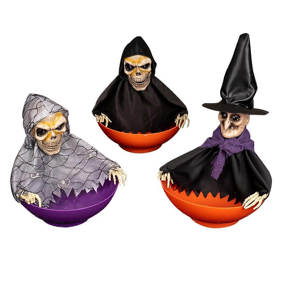 (Y)Halloween Candy Bowl Candy Dish with Motion Halloween Candy Bowl Ghost Fruit Bowls with Light Up Ey