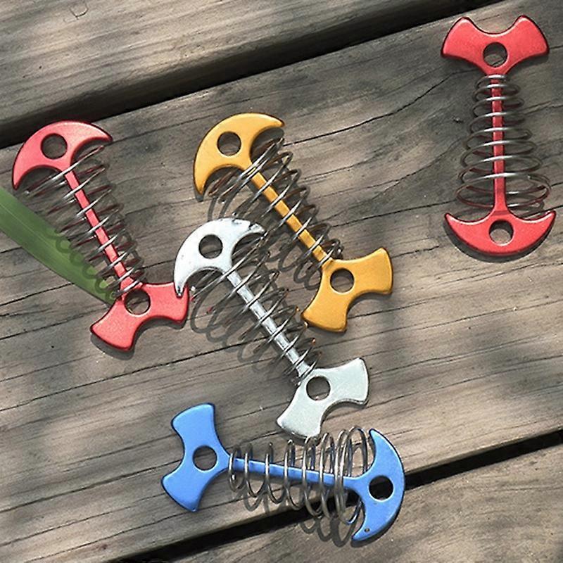 (Y)10Pcs Adjustable Plank Floor Spring Anchor Tent Pegs Buckle Outdoor Awning Deck Fixed Nails Camping Tent Hooks