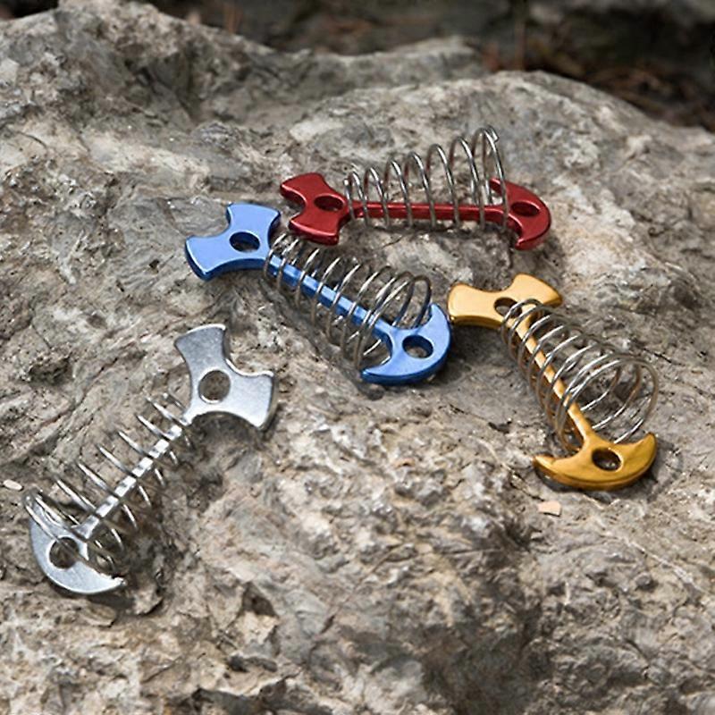 (Y)10Pcs Adjustable Plank Floor Spring Anchor Tent Pegs Buckle Outdoor Awning Deck Fixed Nails Camping Tent Hooks