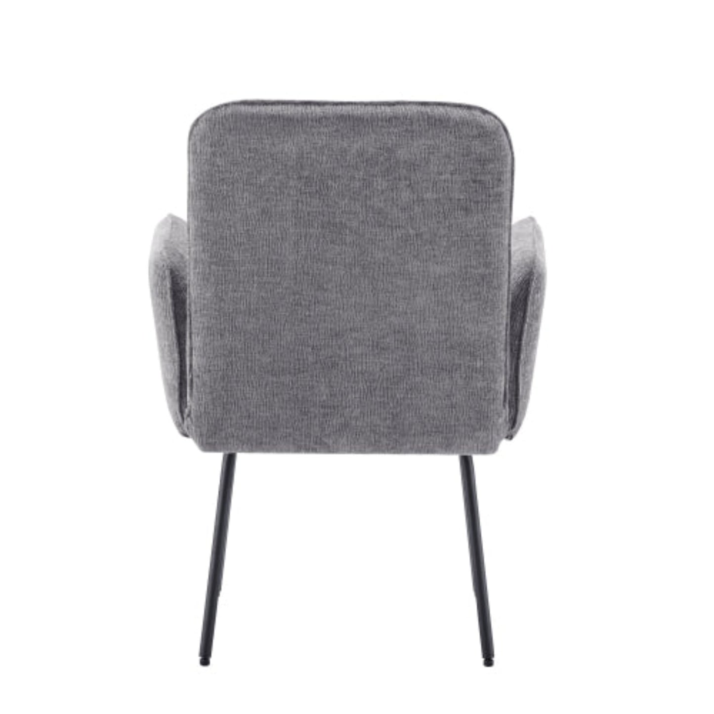 Grey Dining Chairs - Living Room Armchairs with Extra Large Cushions and Black Metal Legs - 4pcs