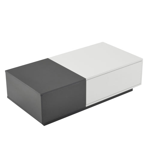 Modern Rectangular Coffee Table-Grey-White with 2 Drawers, 45 kg Load, Perfect for Living Room